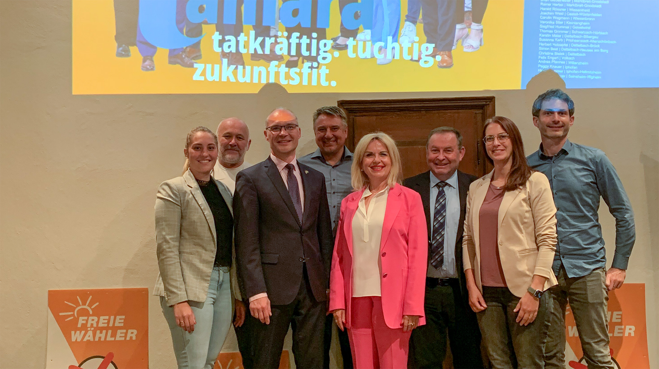 Selina Lang (geb. Lenzer), Dieter Rammensee, 1. Bürgermeister Dieter Lenzer, Stadtrat Norbert Melber, 2. Bürgermeister Hans Brummer, Elisa Schneider und Benjamin Stremme